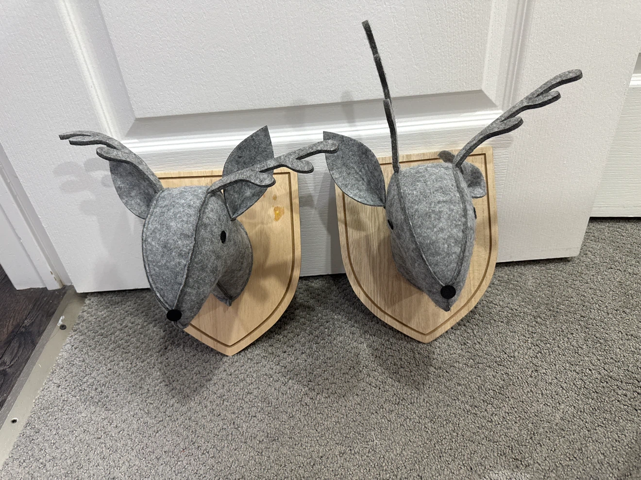 Set of 2 Bouclair Felt Deer Wall Mounts