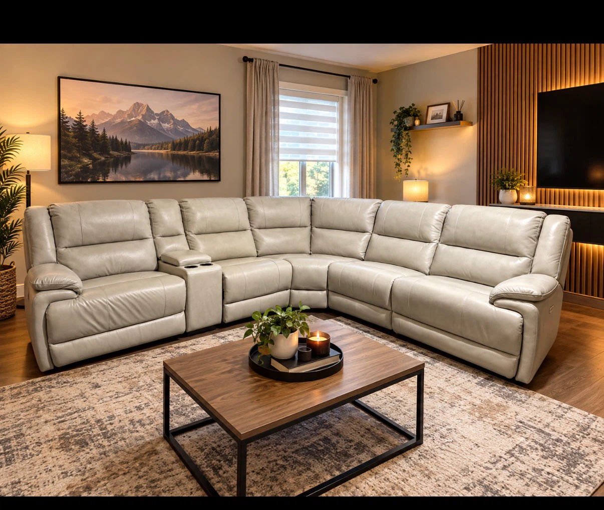 Like New  Reclining Sectional Sofa ( Free Delivery)