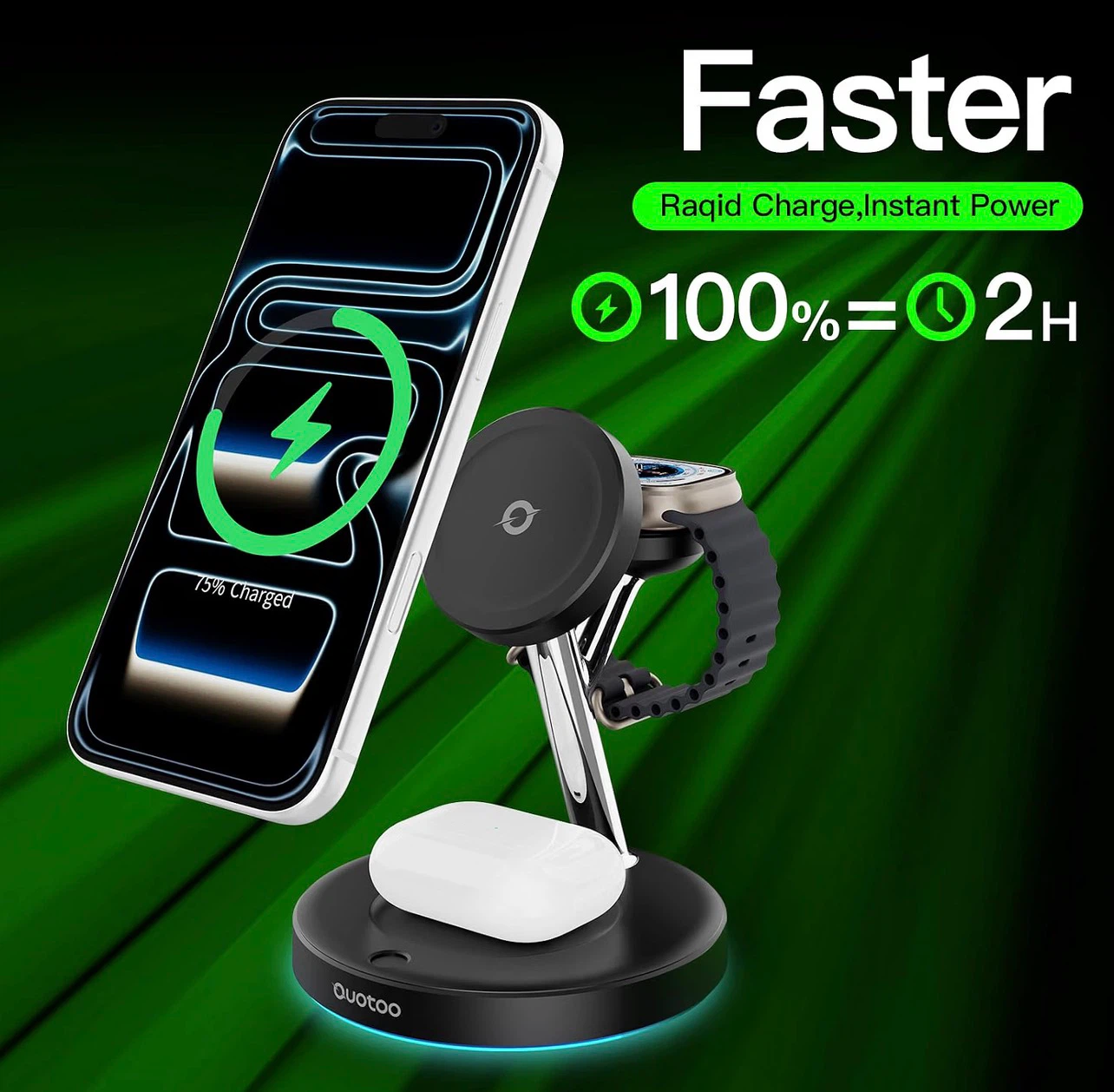 3-in-1 Wireless Charging Station with Active Cooling - photo 2