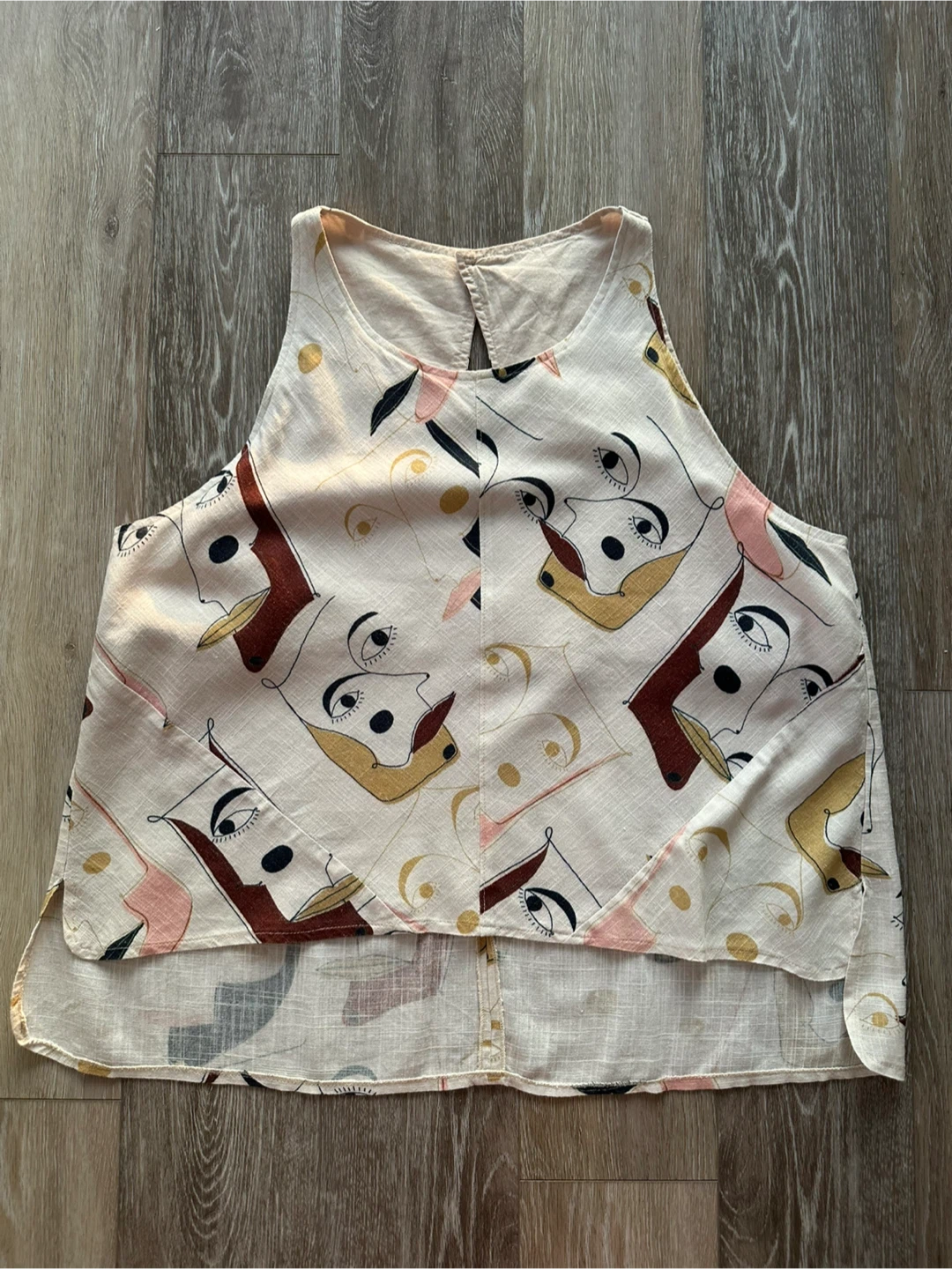 Atelier Murri Graphic Print Linen Top size L.