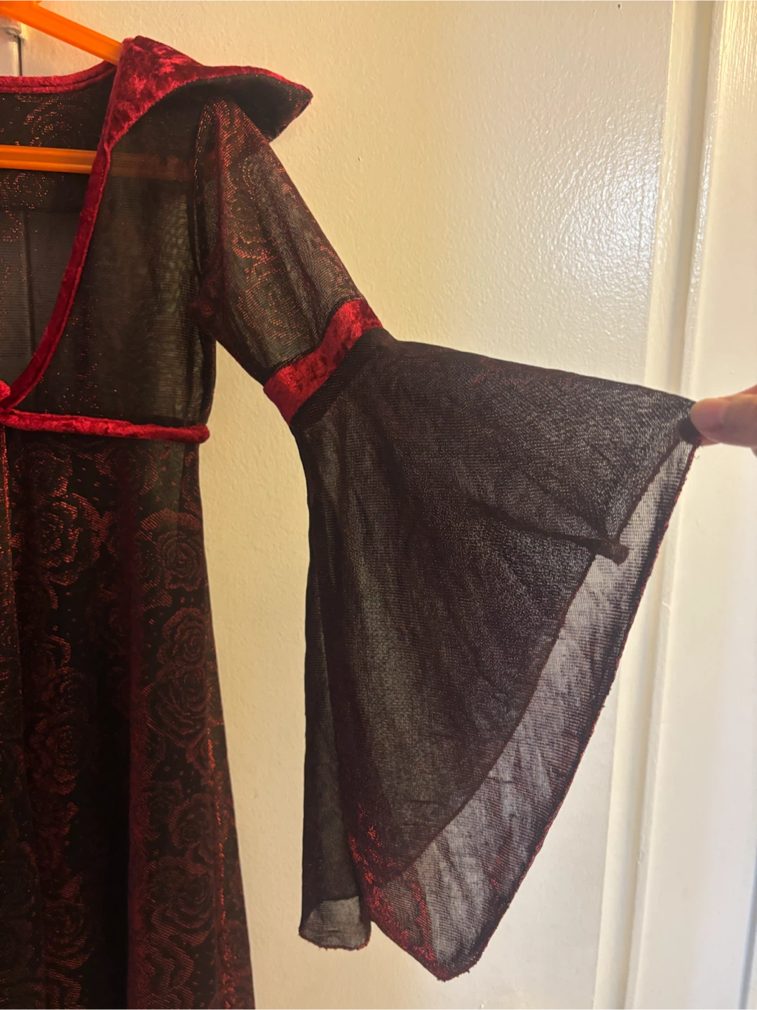 Black and Red Velvet Trimmed Costume Dress - photo 2