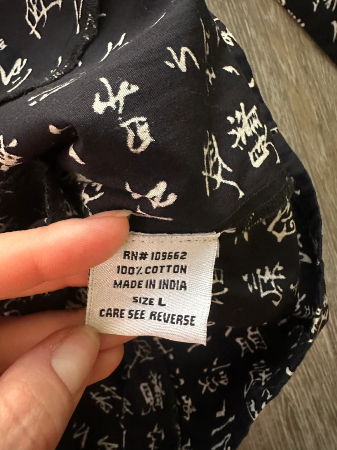 Tulip Navy/Black Cotton dress with Calligraphy Print - Large - photo 3