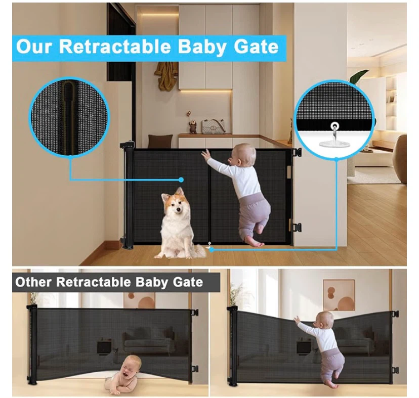New Extra Wide Retractable Baby Gate, Extends up to 78" Wide - photo 2