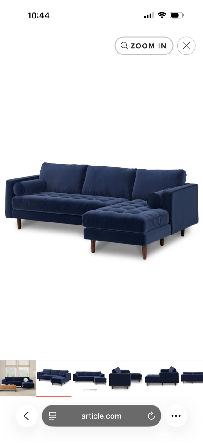 Article Sven 100" Tufted Velvet Right Sectional - photo 5