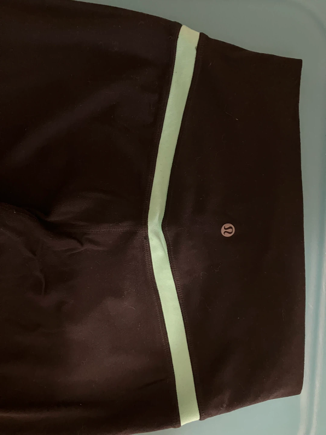 Lululemon Black Leggings with Mint Green Detail