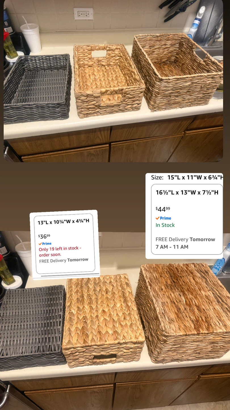 Set of 3 Wicker Storage Baskets - photo 2