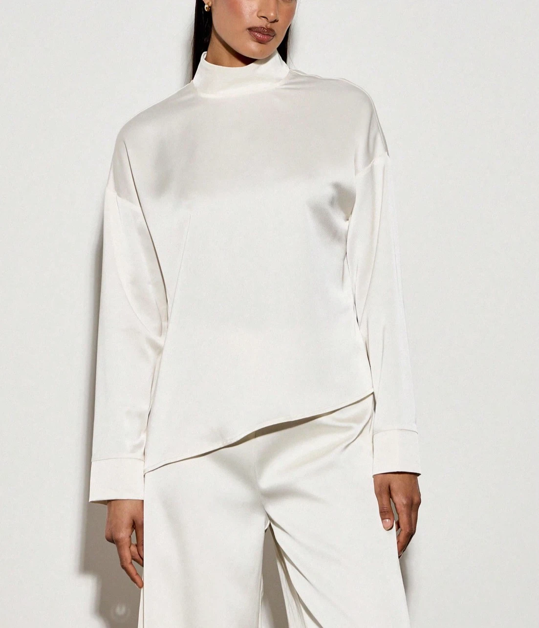 Vince Mock Neck Satin Blouse