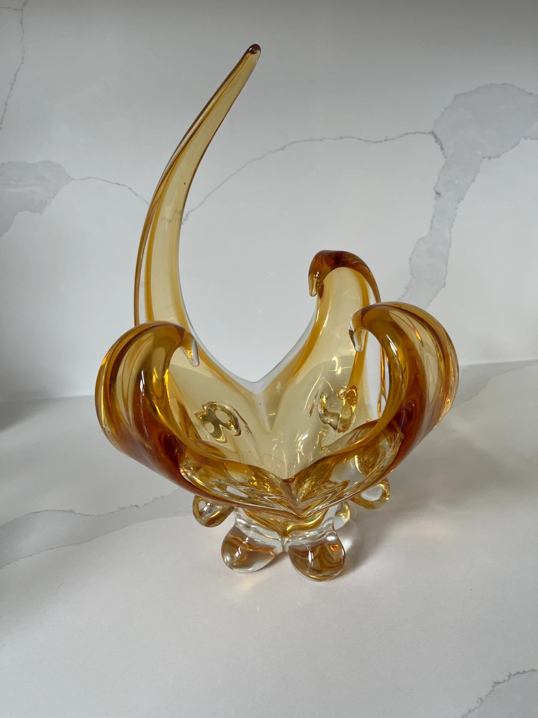 Vintage Amber Art Glass Bowl