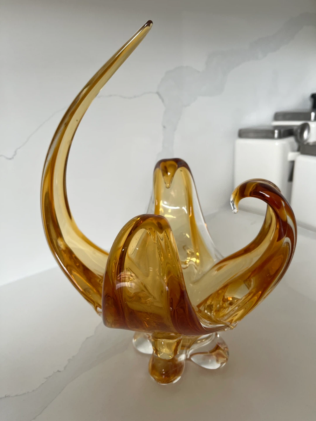 Vintage Amber Art Glass Bowl - photo 2
