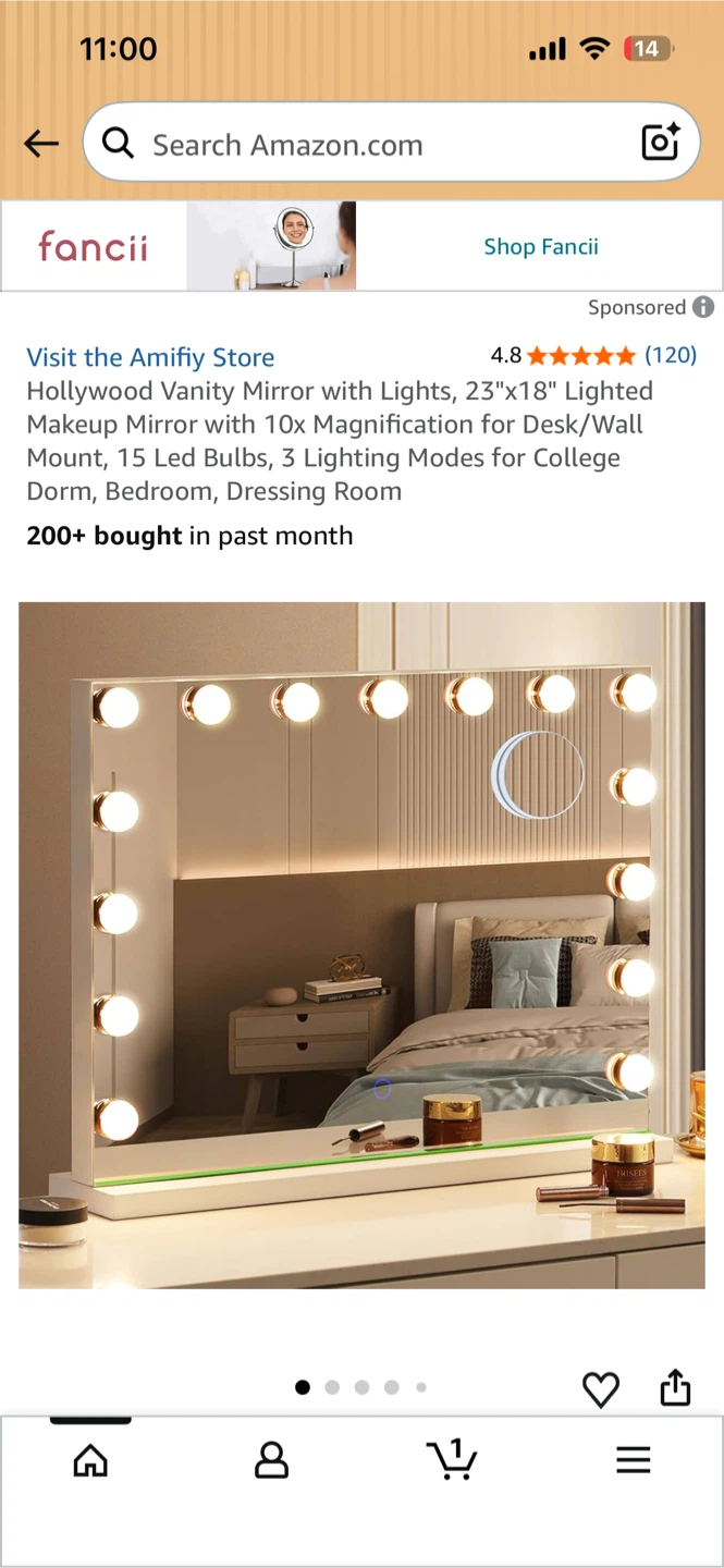 Amifiy Hollywood Vanity Mirror with 15 LED Bulbs