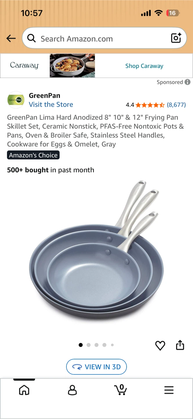 GreenPan Lima Hard Anodized Frying Pan Skillet Set