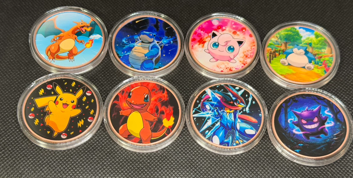 Set of 8 Pokemon copper Coins