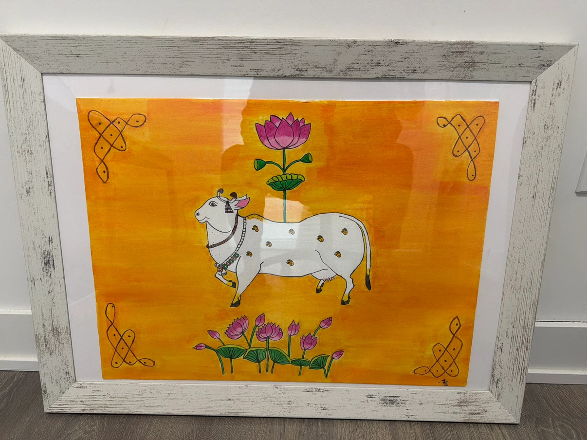 Framed kamdhenu Artwork