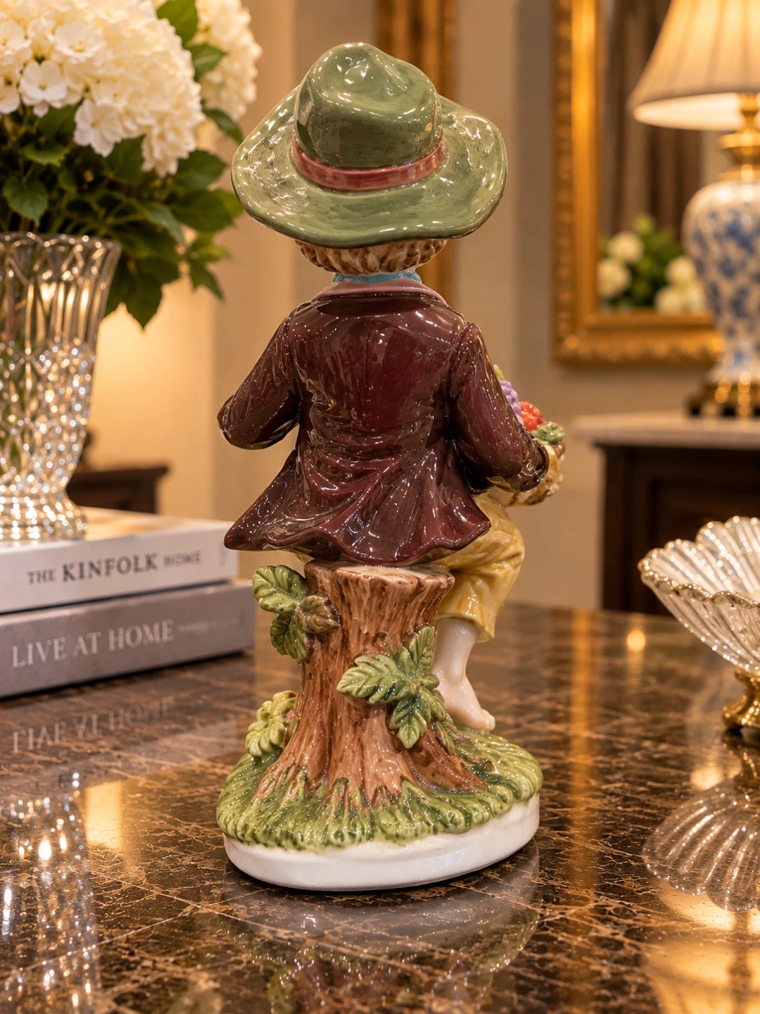 Vintage Porcelain Boy Figurine with Basket - photo 2