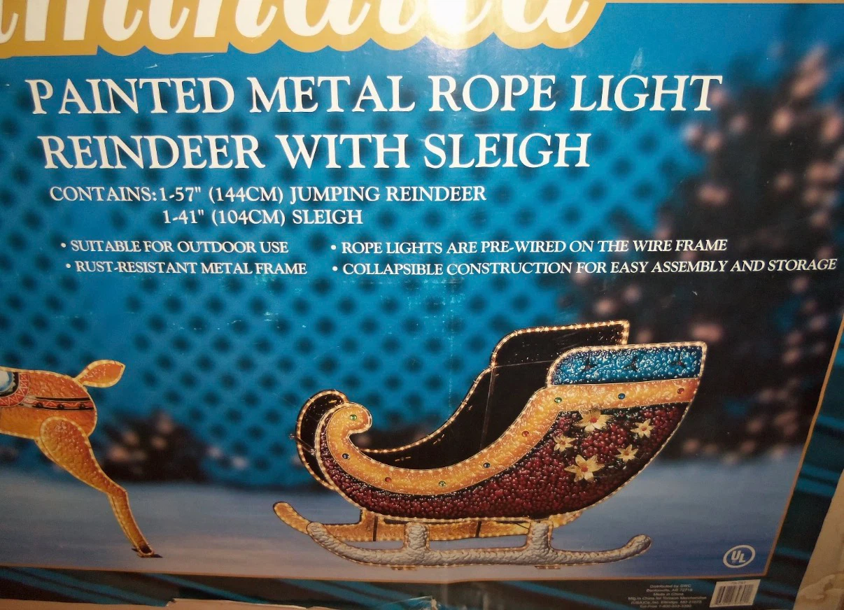 RARE LARGE Christmas Illuminated Reindeer Metal Rope Light - photo 2