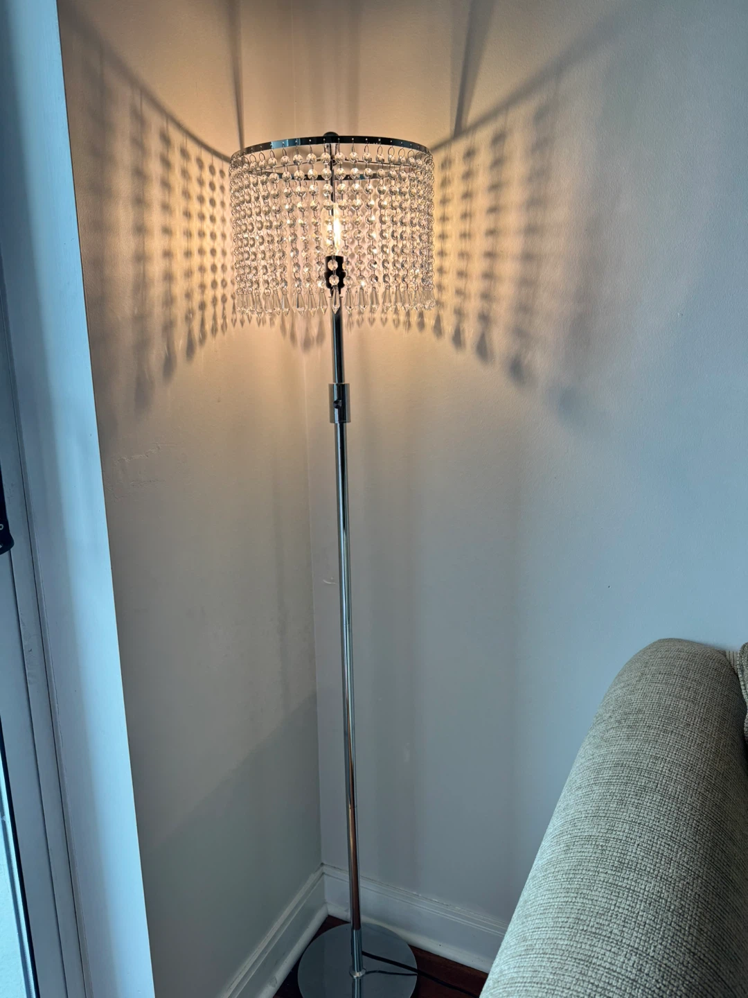 Chrome Crystal Beaded Floor Lamp - photo 2