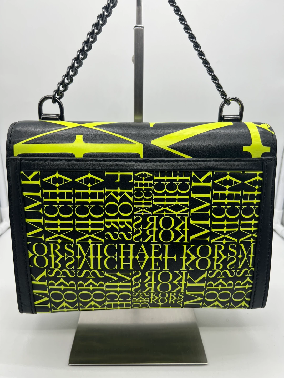 Michael Kors Whitney Newsprint Neon Green Leather Bag - photo 5