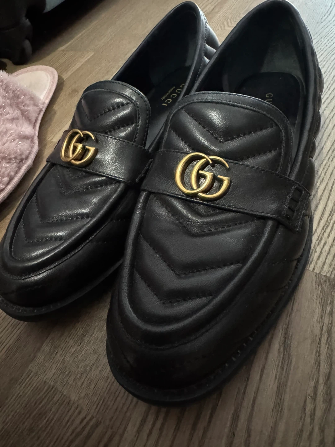 Authentic Gucci GG Marmont Quilted Loafers