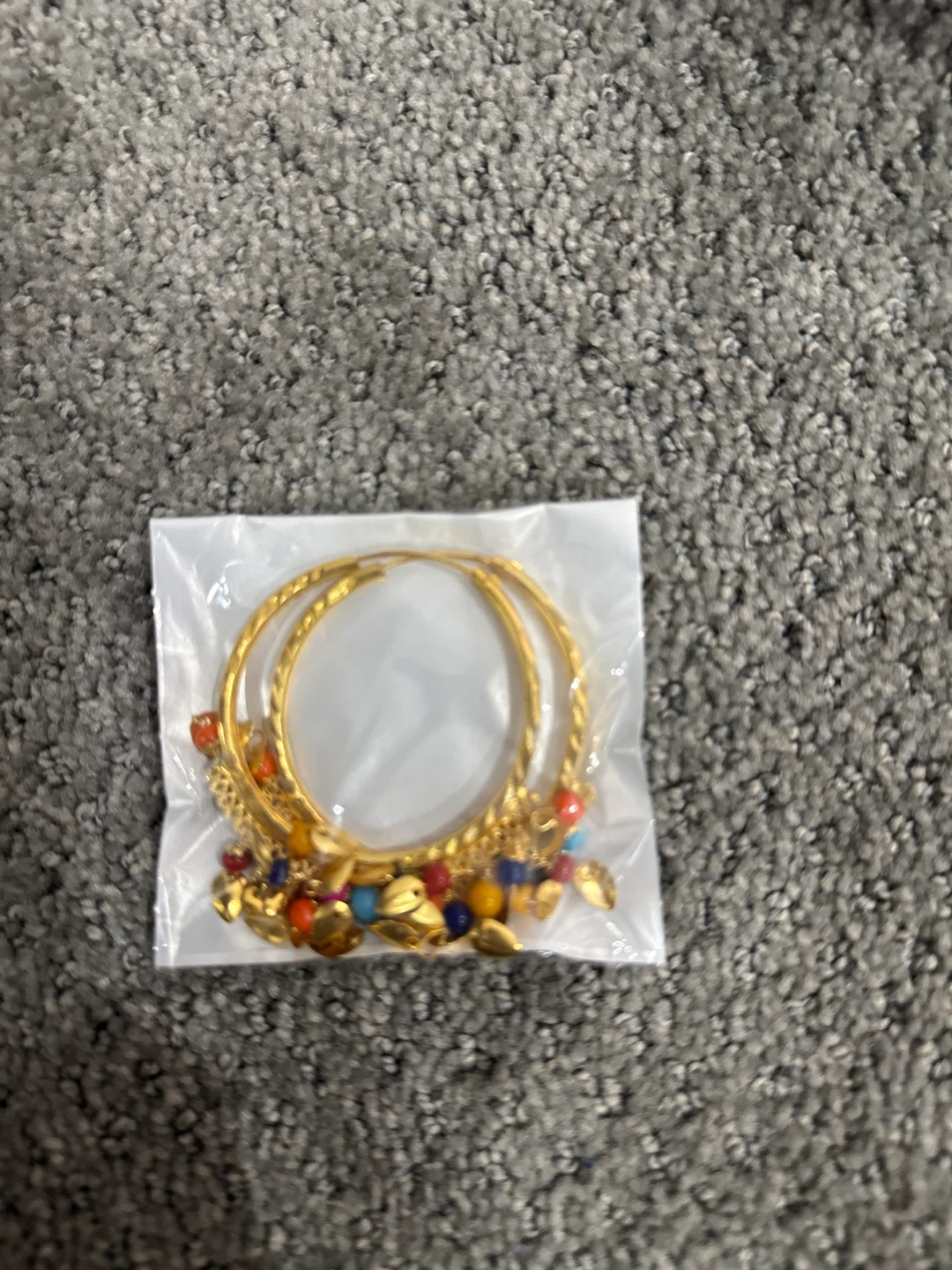 Gold-tone beaded hoop earrings