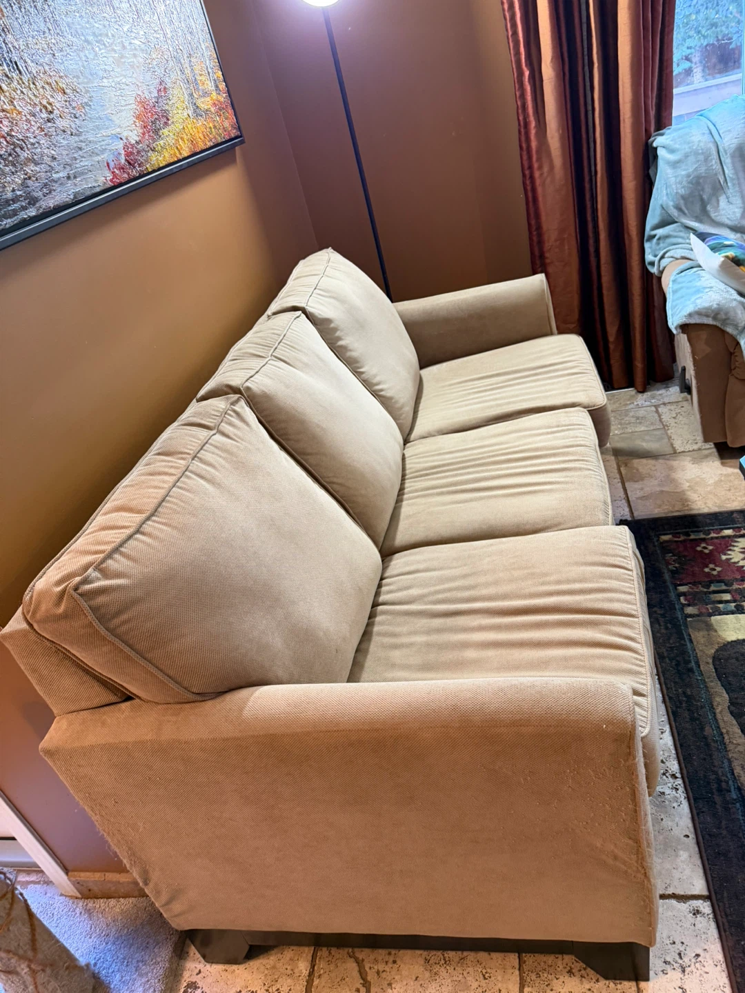 Beige Three-Seater Sofa