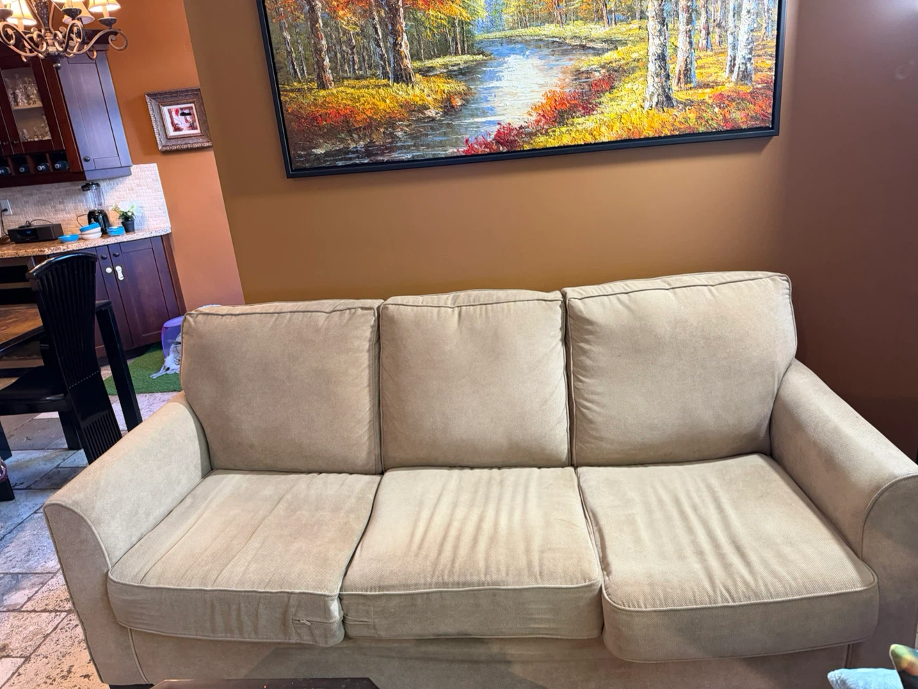 Beige Three-Seater Sofa - photo 2