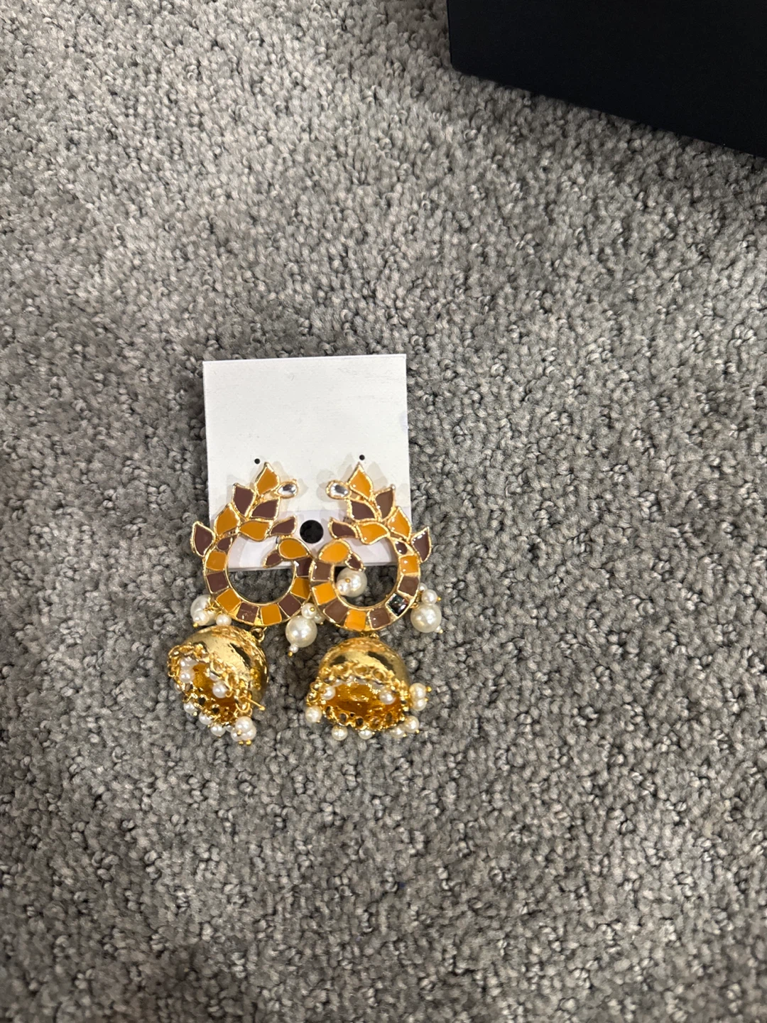 Gold-Tone Leaf Jhumka Earrings