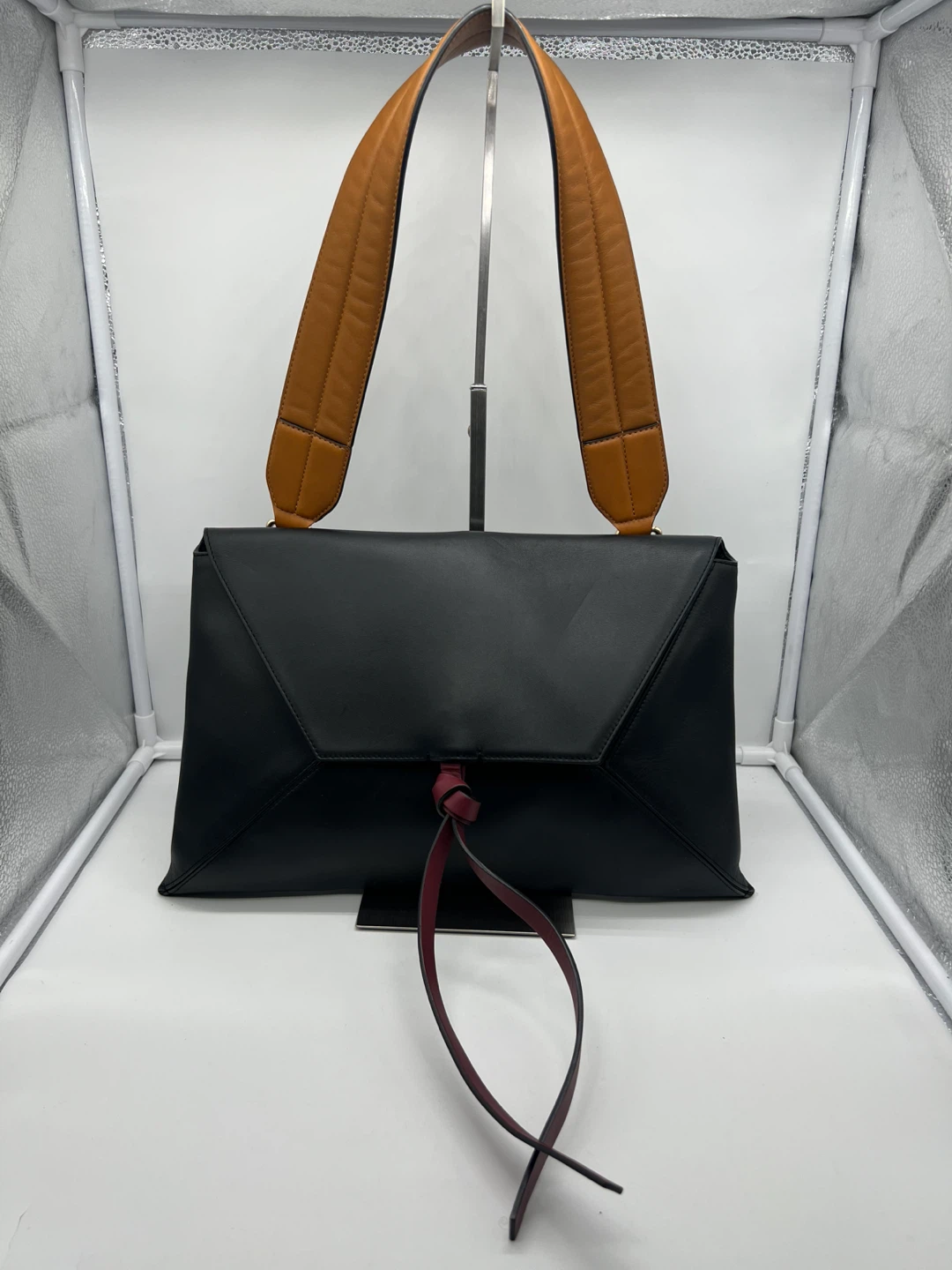Stuart Weitzman Leather Envelope Fold Shoulder Bag