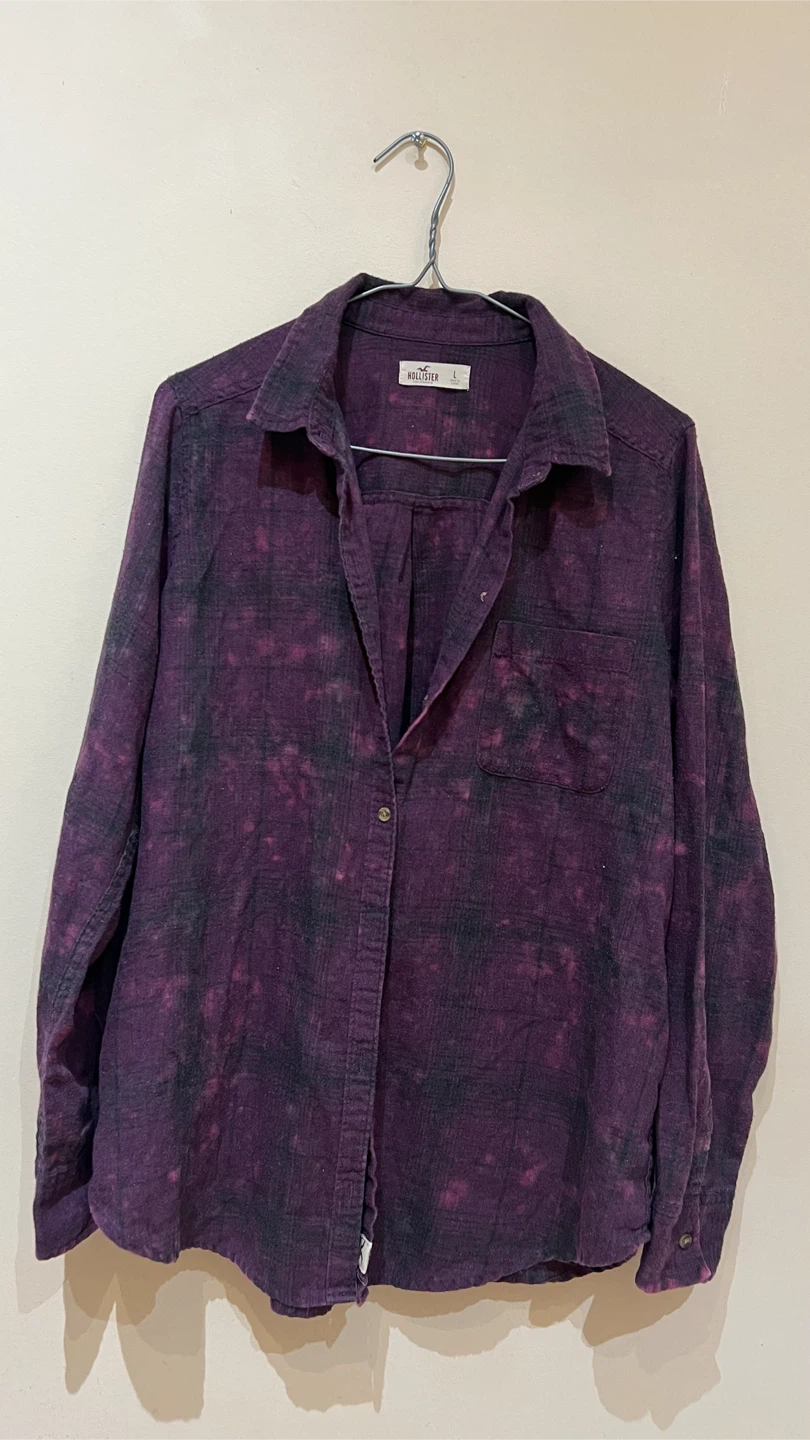 Hollister Purple Bleached Plaid Shirt
