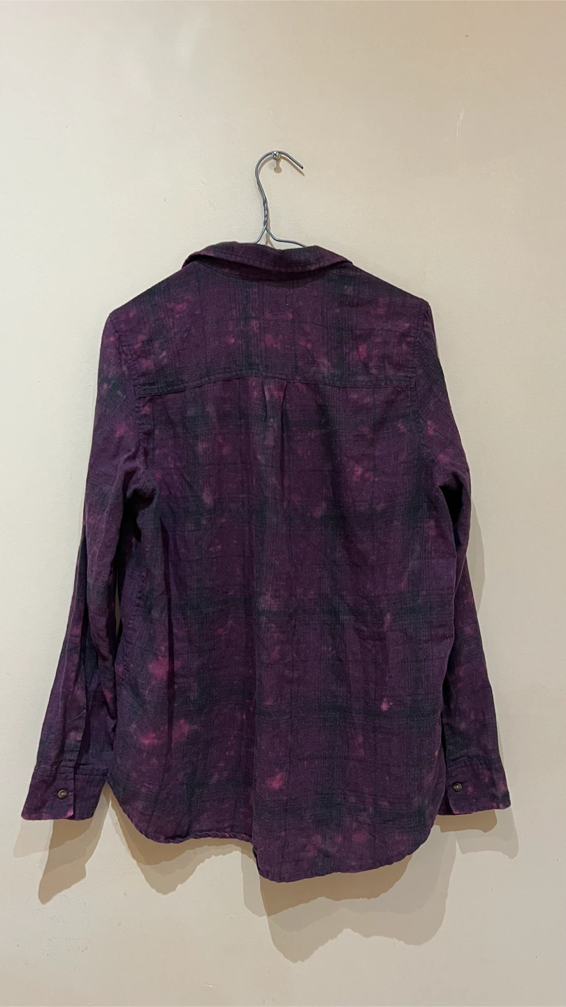 Hollister Purple Bleached Plaid Shirt - photo 2