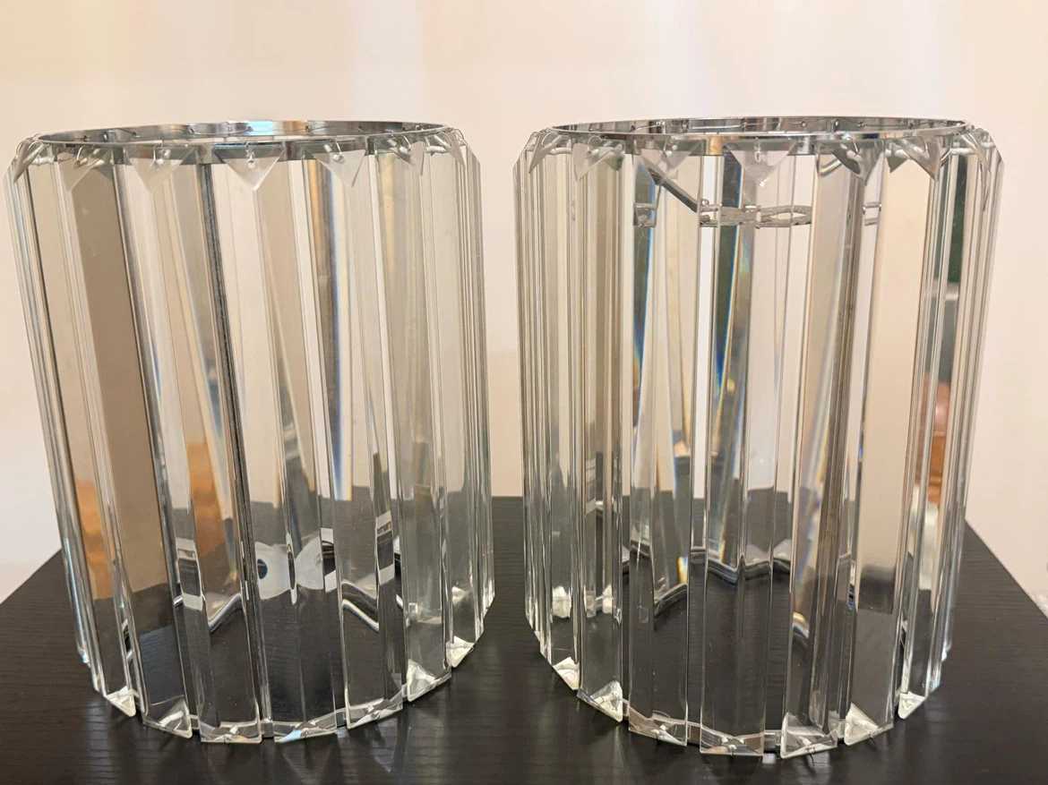 Set of 2 Crystal Glass Lamp Shades