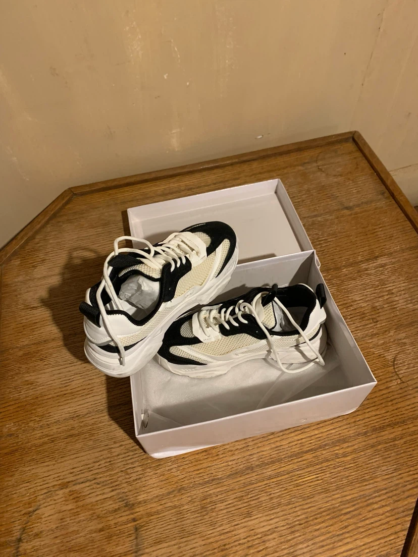 White and Black Chunky Sneakers