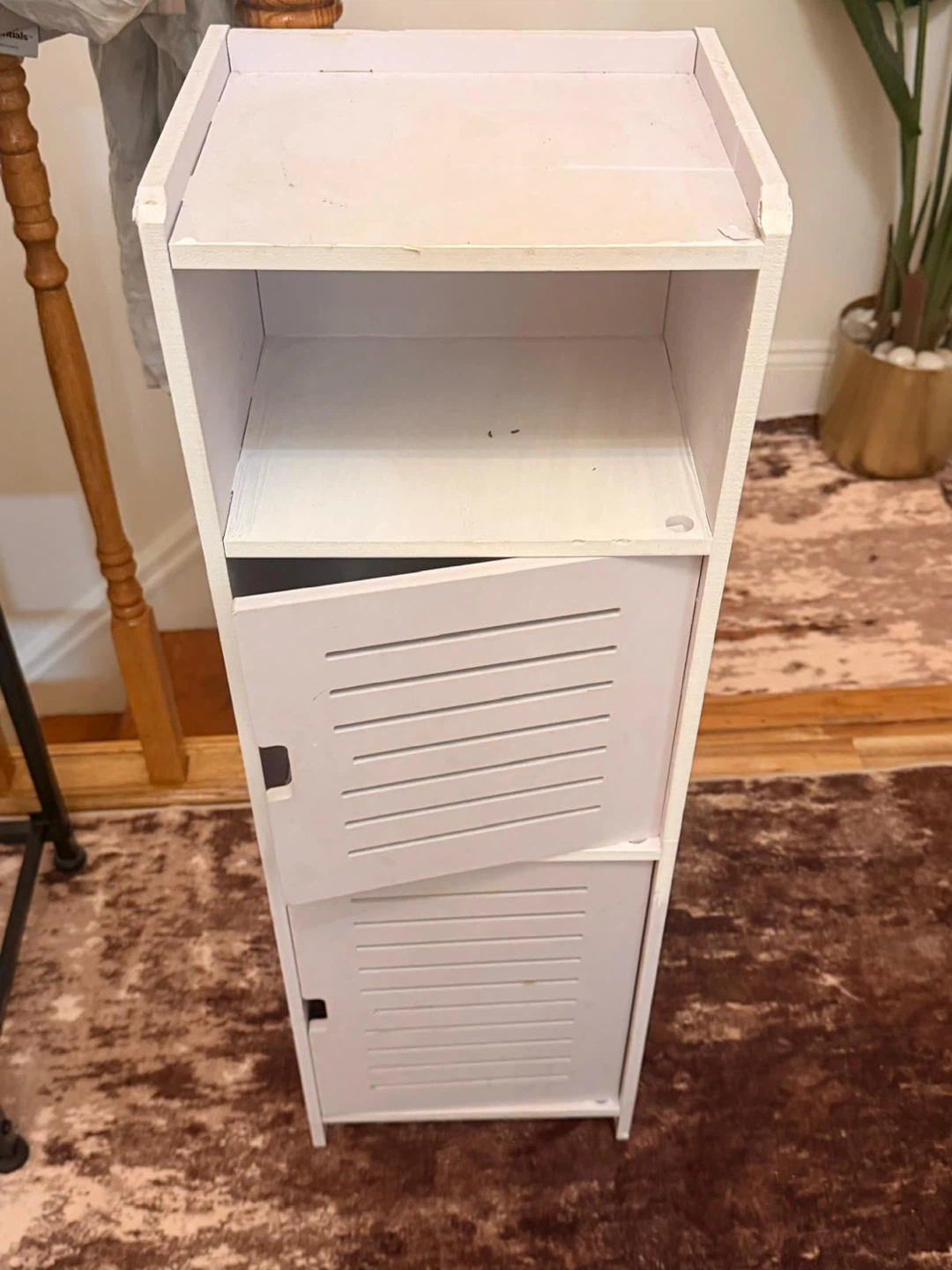 White Narrow Bathroom Storage Cabinet