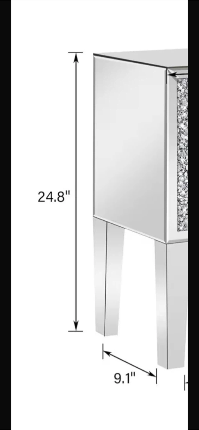 Mirrored Nightstand with Crystal Accents - photo 3