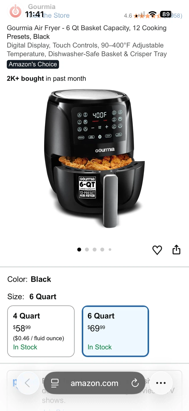 Gourmia Air Fryer (6 Qt)