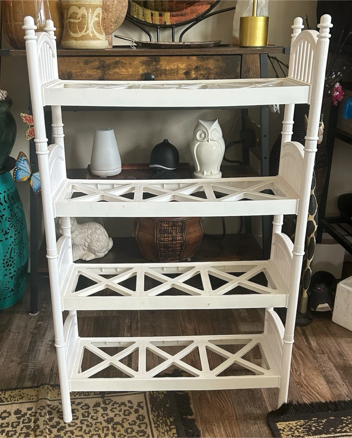 White Four-Tier Plastic Storage Shelf - photo 2