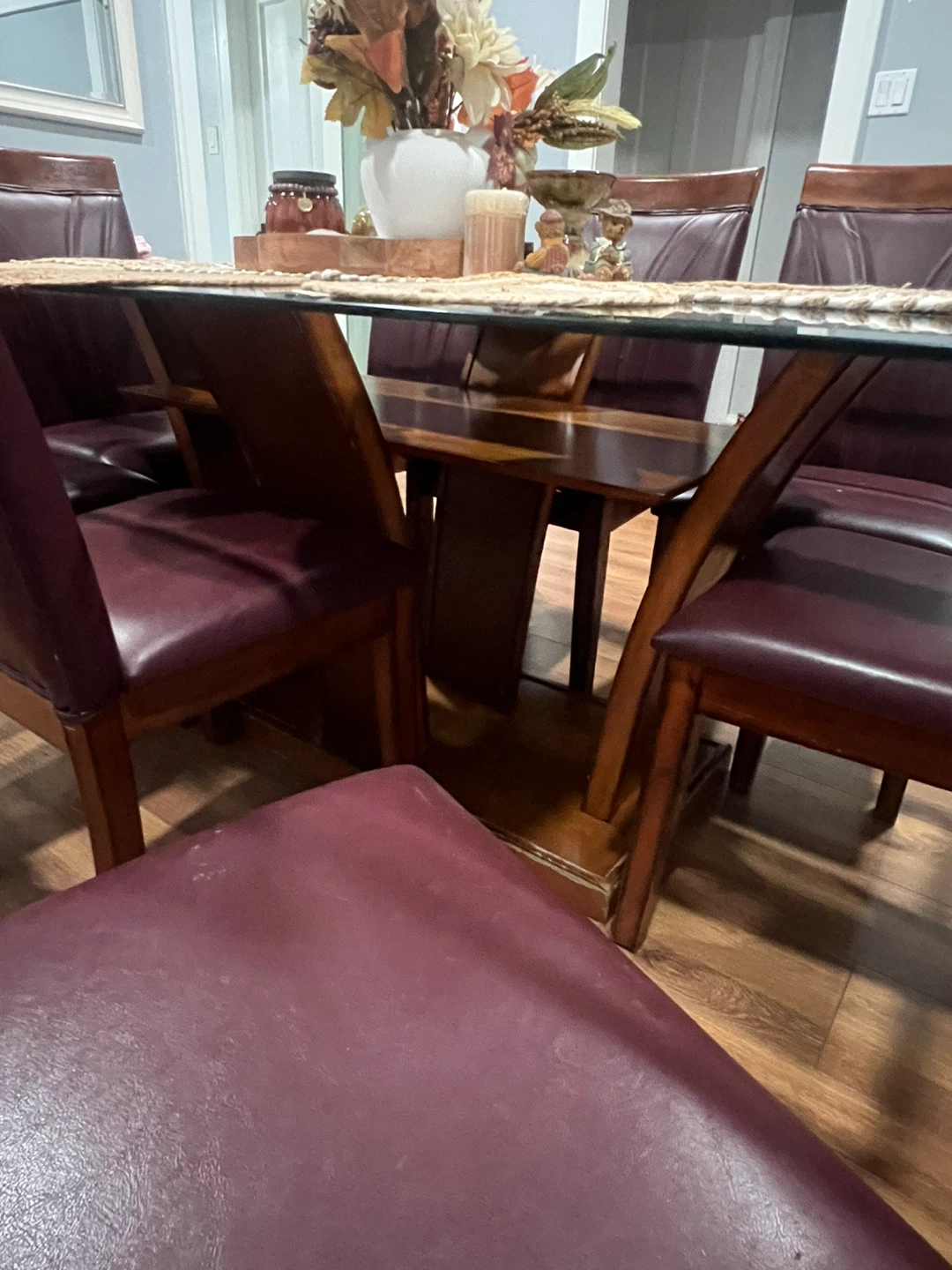 8 chair set with Glass Top Dining table - photo 2