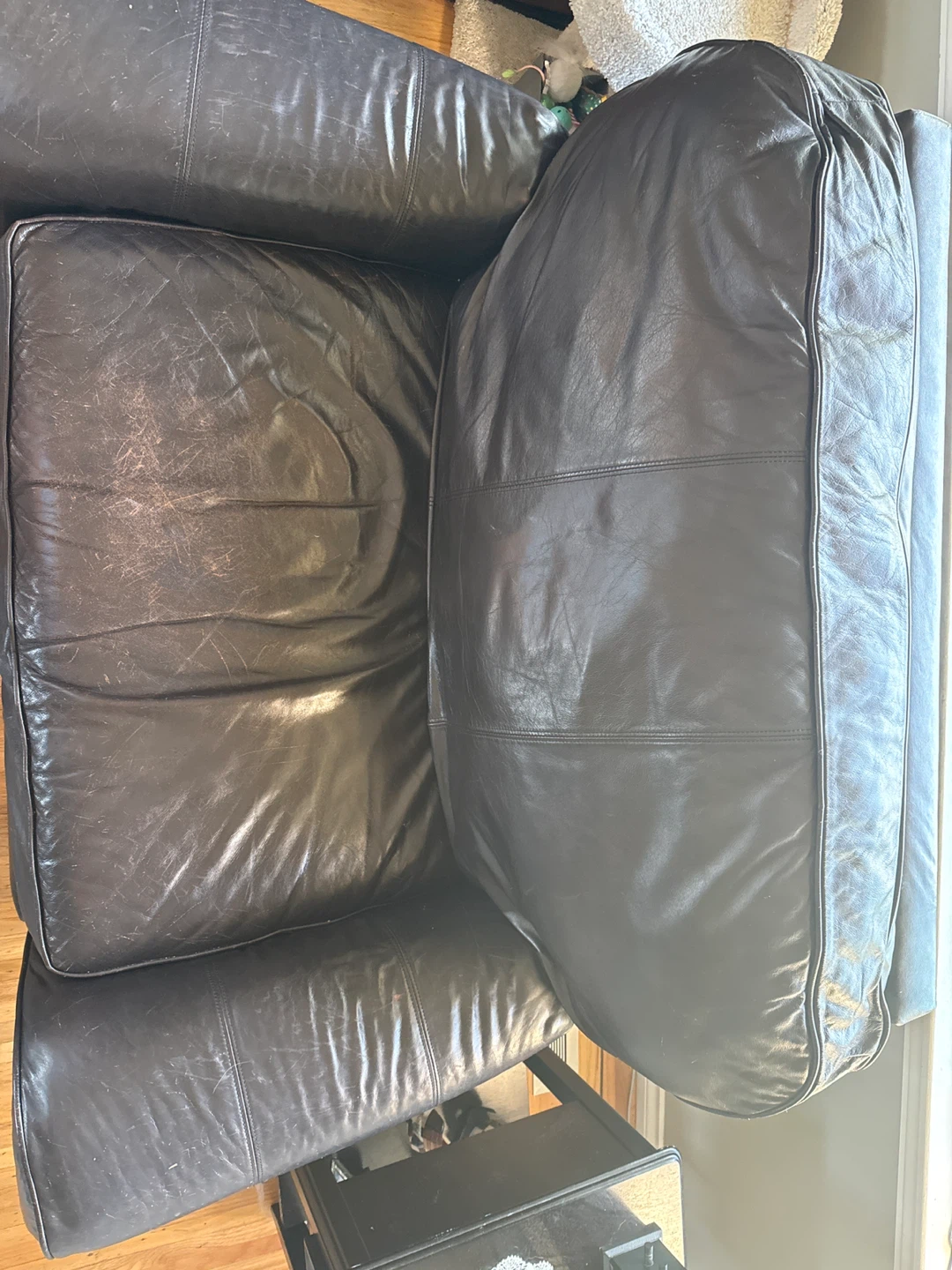 Black Leather Reclining Armchair - photo 2