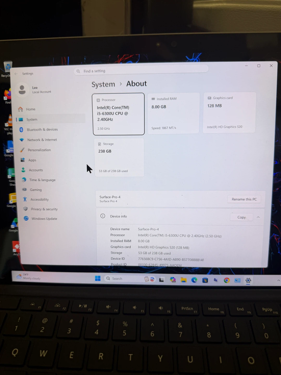 Microsoft Surface Pro 4 i5 8GB RAM 256GB SSD - photo 2