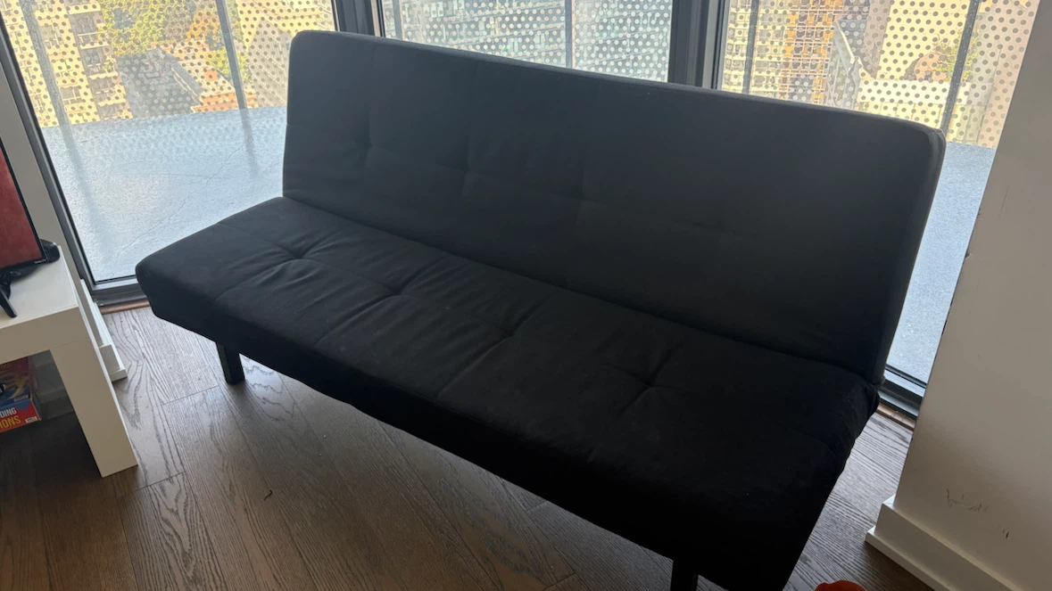 IKEA Black Fabric Futon Sofa Bed