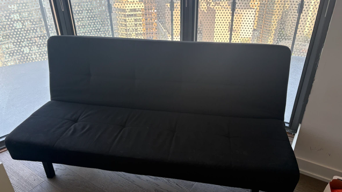 IKEA Black Fabric Futon Sofa Bed - photo 2