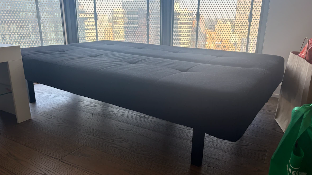 IKEA Black Fabric Futon Sofa Bed - photo 3
