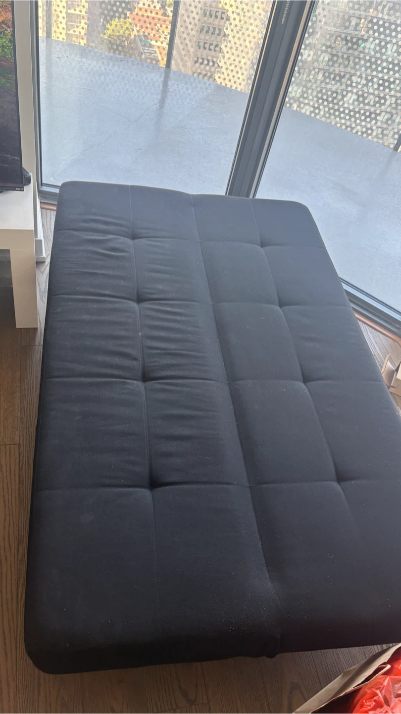 IKEA Black Fabric Futon Sofa Bed - photo 4