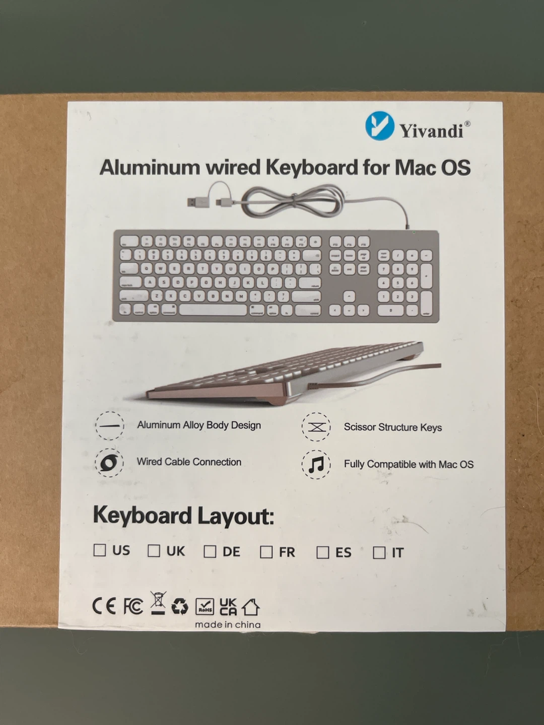 Yivandi Aluminum Wired Keyboard for Mac