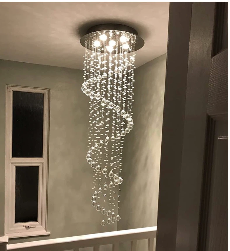 Spiral Crystal Flush Mount Chandelier