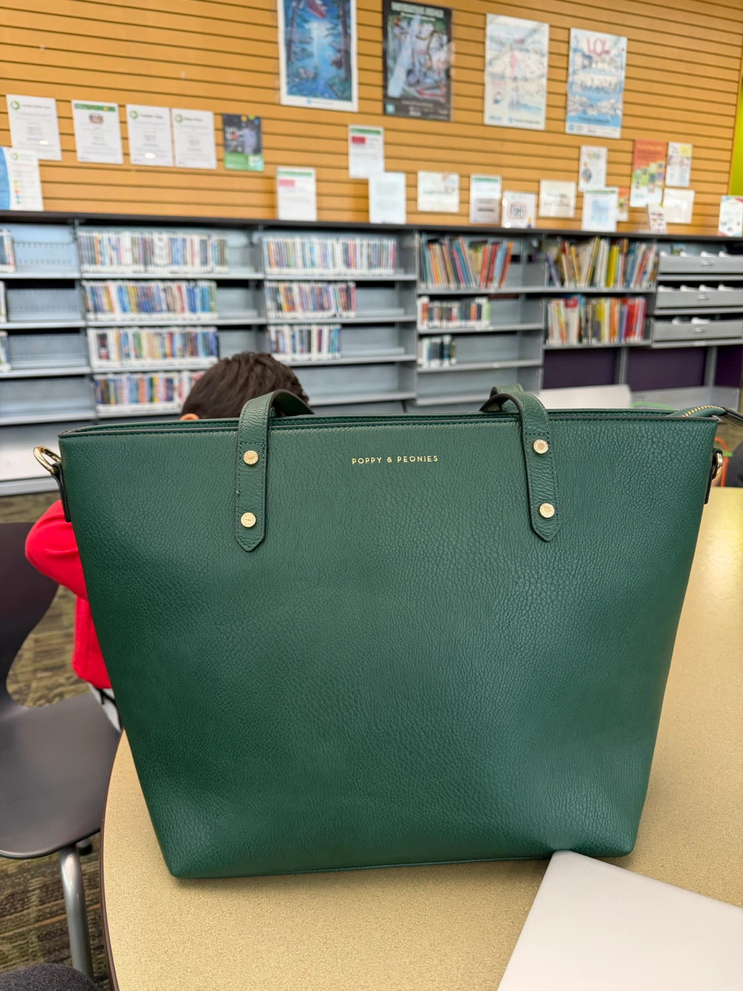 Poppy & Peonies green tote bag