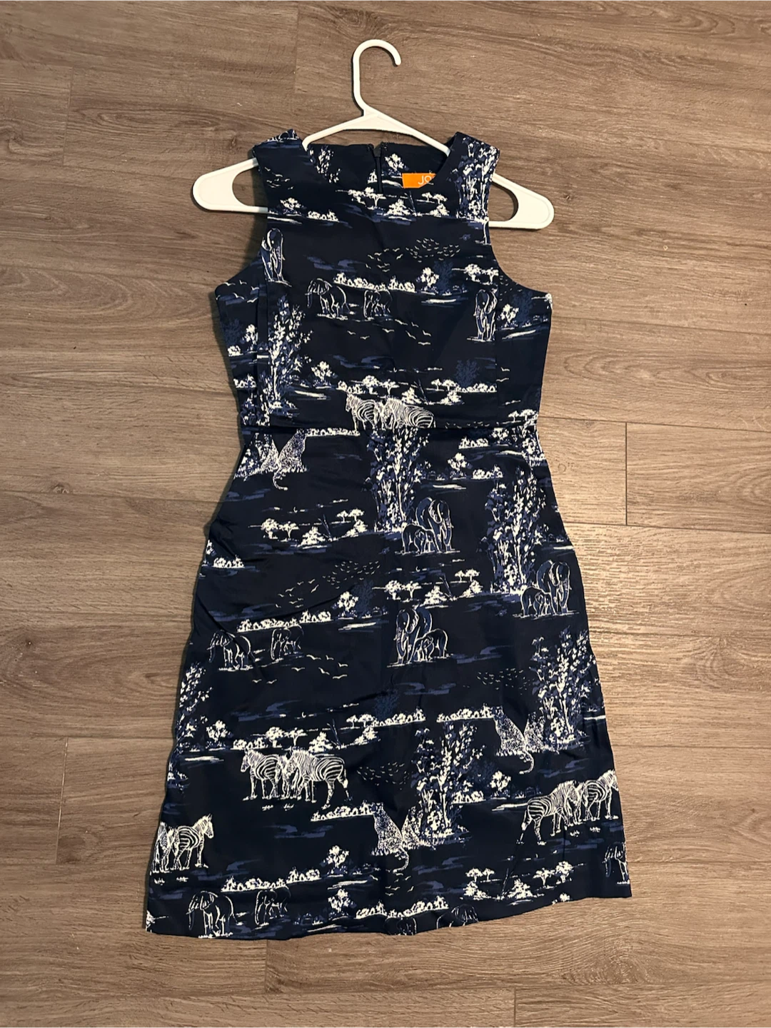 Sleeveless wildlife print sheath dress