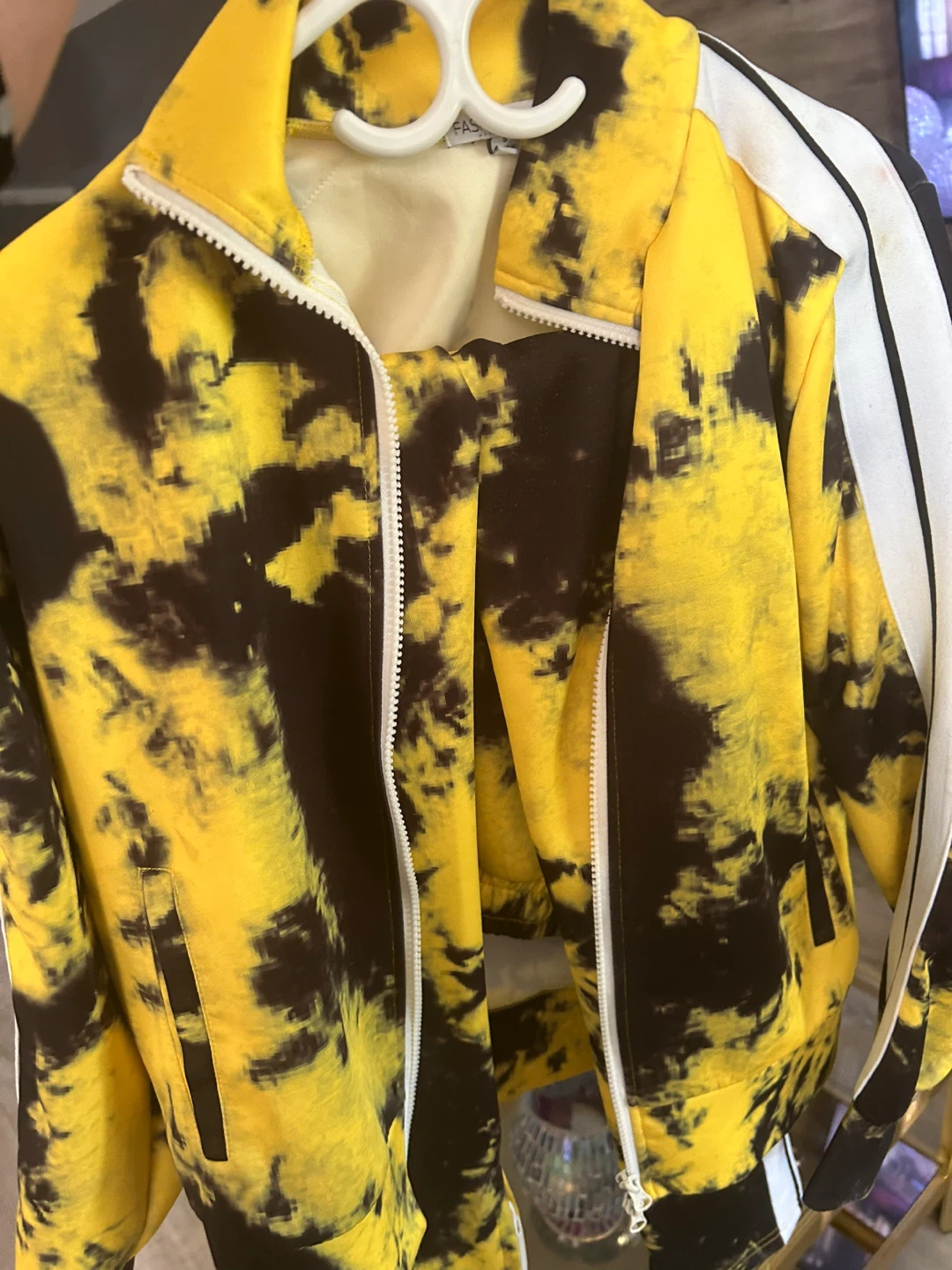 Fashion Nova Tie-Dye Tracksuit - Yellow and Black - photo 3
