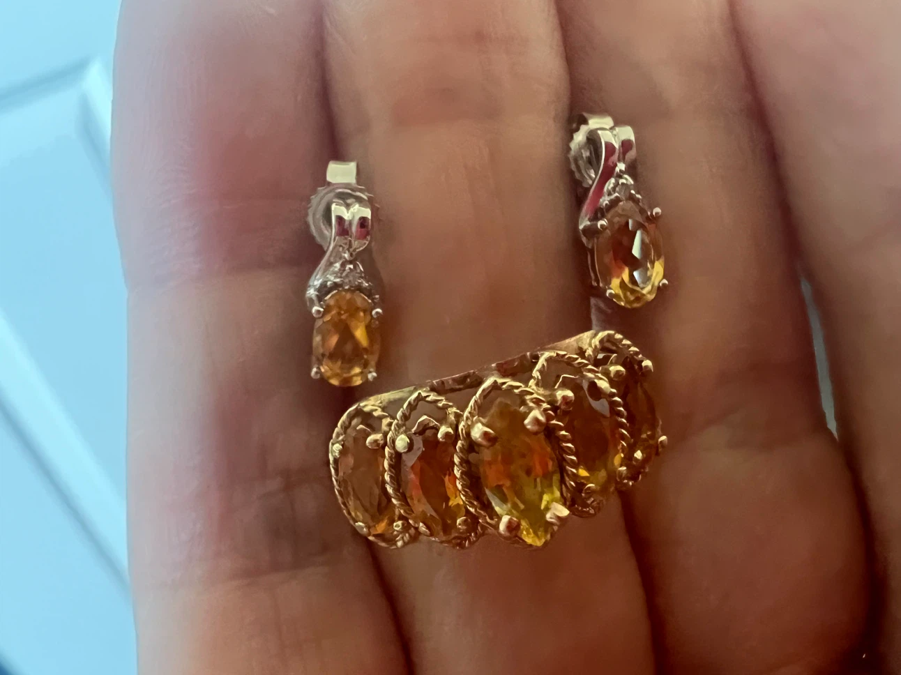 10 k Citrine Ring and Earring Set - photo 2