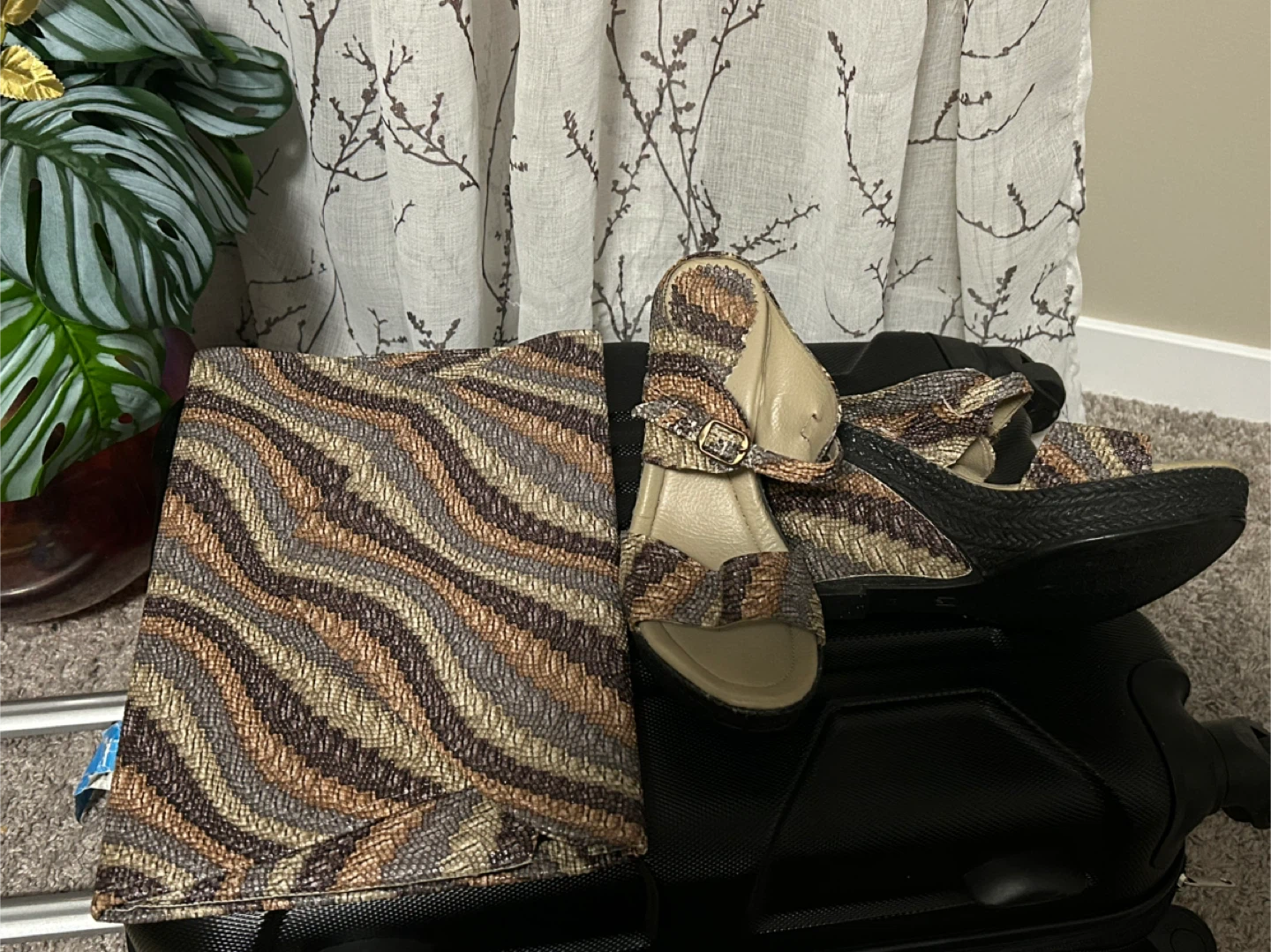 Matching Zebra Print Clutch and Wedge Sandals - photo 3