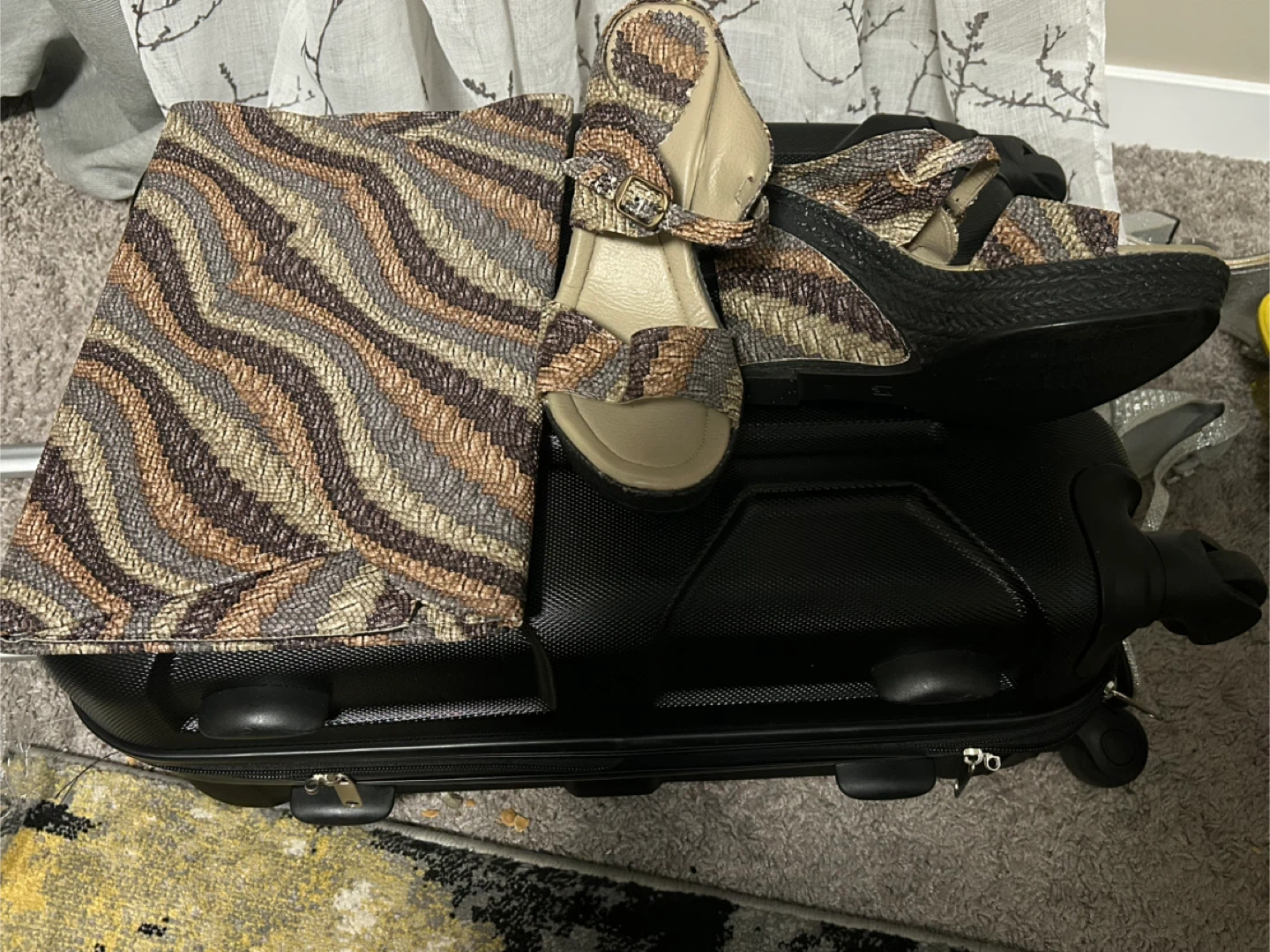 Matching Zebra Print Clutch and Wedge Sandals - photo 5